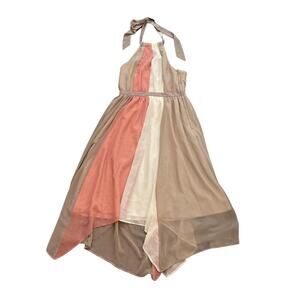 ModCloth Neopolitan Pink Tan Cream Patchwork Halter Midi Tank Dress Size Medium